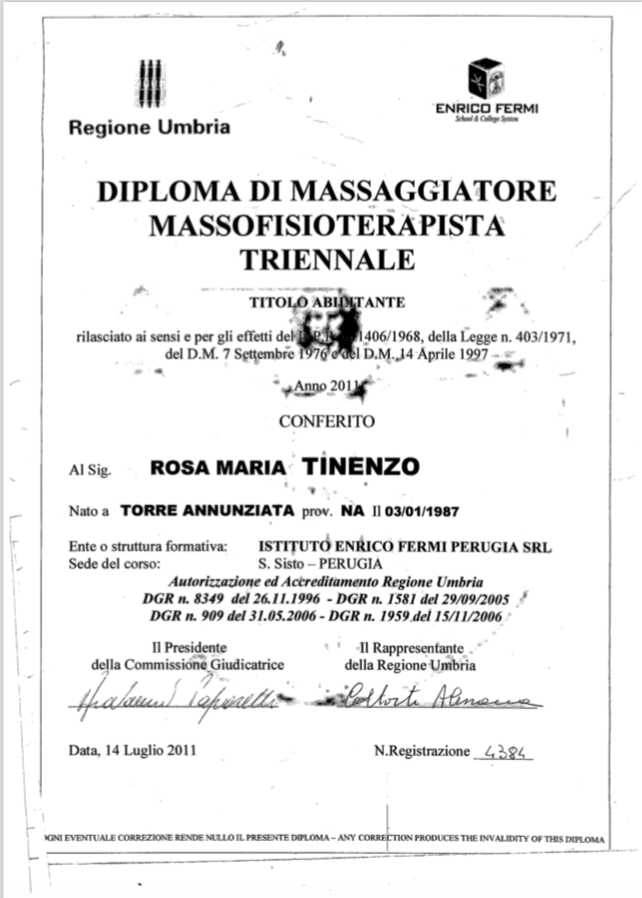 Diploma di massaggiatore massofisioterapista triennale